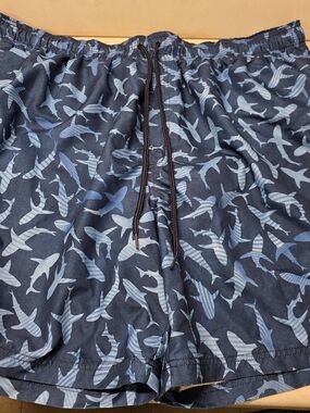 Croft & Barrow Men’s Swim Trunks 3XB Blue Shark Print Mesh Lined Drawstring